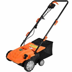 12Amp Corded Scarifier 13 Electric Lawn Dethatcher with 40L Collection Bag -Orange