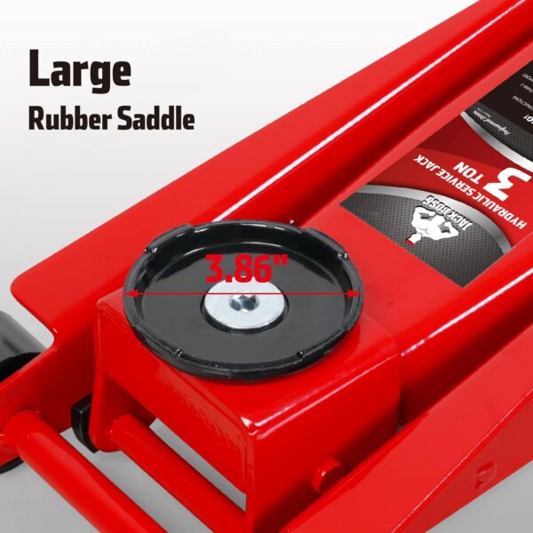 3 Ton Low Profile, Aluminum and Steel Racing Floor Jack with Dual Pistons Quick Lift Pump for Sport Utility Vehicle, Lifting Range 3-15/16" min to 18-5/16" max, Red - Image 11