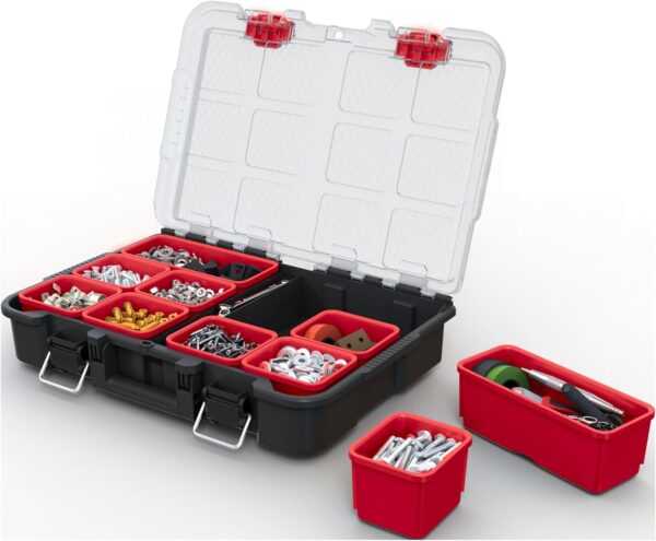 Stack-n-Roll Modular Tools Organizer for Garage Storage and DIY, 3 Piece Resin Rolling Tool Box System for Small Parts - Image 6