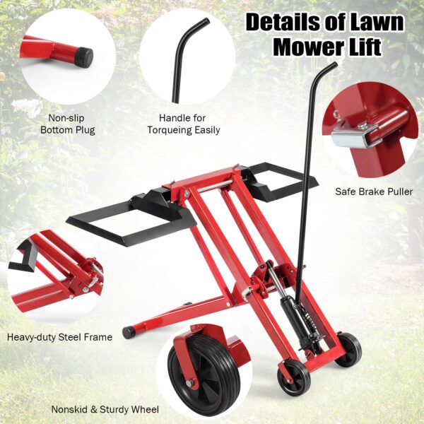Lawn Mower Lift with Hydraulic Jack, 500-lb Capacity Easy Assembly Riding Mower Lift - Image 7