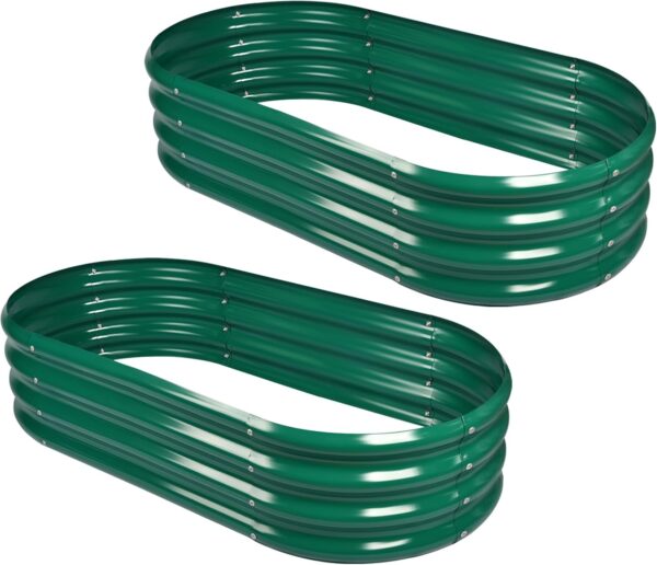 2Pcs Galvanized Raised Garden Bed Kit, 10×4×1ft Galvanized Planter Raised Garden Boxes Outdoor, Oval Large Metal Raised Garden Beds for Vegetables………… - Image 2