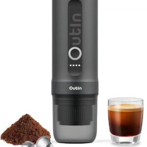 Portable Electric Espresso Machine, Travel Coffee Maker for Camping, Car Coffee Maker Self-Heating with USB-C, With Ground Coffee & NS Capsule for RV, Hiking, Office