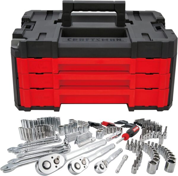 262-Piece Mechanic Tool Set, Master Socket Set with 3-Drawer VERSASTACK Tool Box, SAE/Metric Set (CMMT45309)