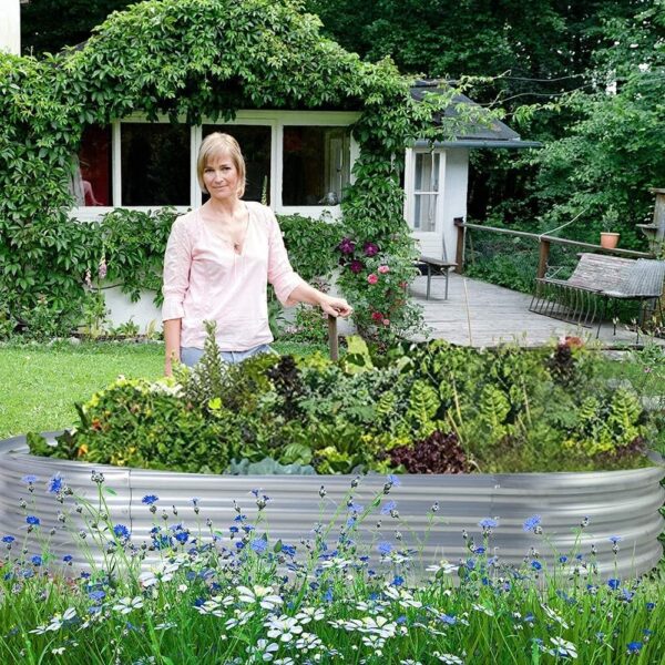 2Pcs Galvanized Raised Garden Bed Kit, 10×4×1ft Galvanized Planter Raised Garden Boxes Outdoor, Oval Large Metal Raised Garden Beds for Vegetables………… - Image 5