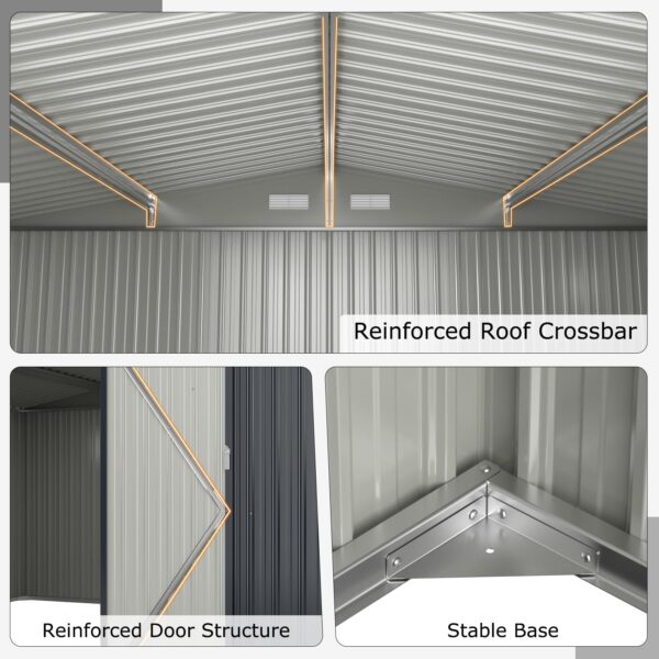 12 x 9.8 FT Outdoor Storage Shed, All-Weather & Rustproof Galvanized Metal Utility Tool Shed w/Lockable Door, Pitched Roof - Image 6