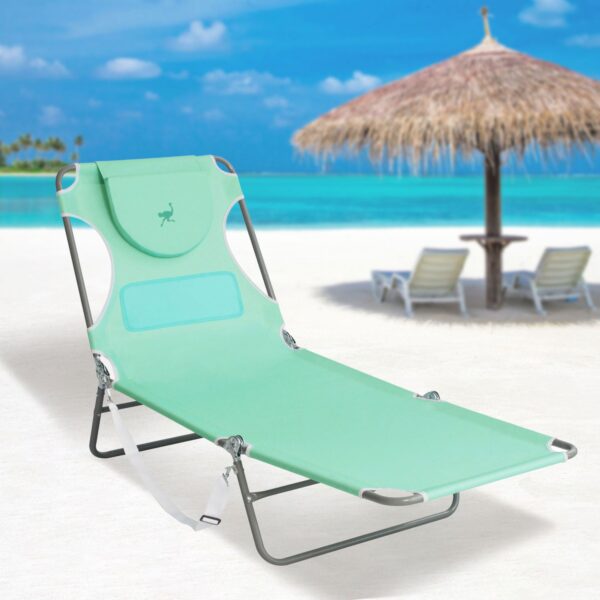 Ostrich Ladies Comfort Lounger, Portable Beach Camping Pool Tanning Chair, Teal - Image 5