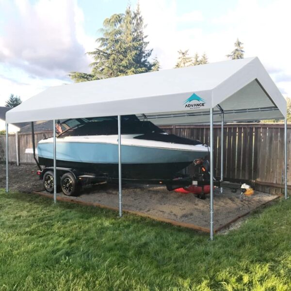 10x20 ft Heavy Duty Carport Potable Car Canopy Garage Party Tent Boat Shelter, Adjustable Height from 9.5 ft to 11 ft, Beige - Image 2