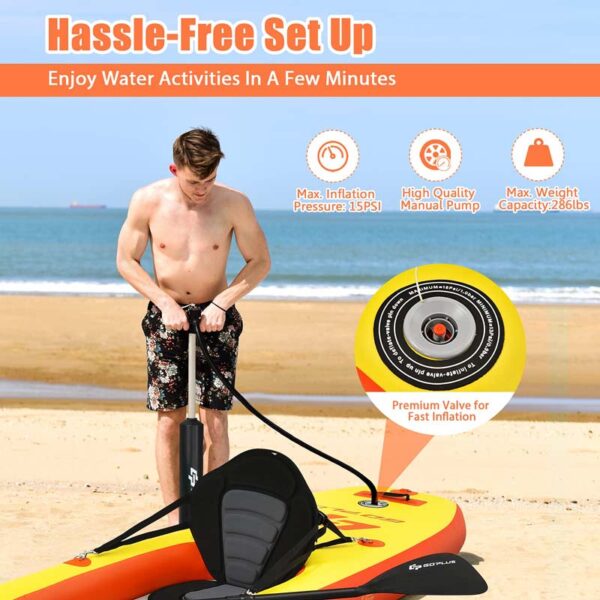 1-Person Inflatable Kayak for Touring & Fishing with Adjustable Aluminum Oars, 11FT Portable Recreational Rowboat Canoe Raft - Image 8