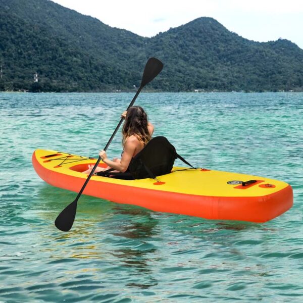 1-Person Inflatable Kayak for Touring & Fishing with Adjustable Aluminum Oars, 11FT Portable Recreational Rowboat Canoe Raft - Image 3