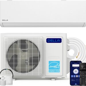 Hyper Heat Lower as -13°F 9,000 BTU WiFi Mini Split,Work with Alexa,Energy Star 115V 23 SEER2,Cools Up to 400 Sq. Ft,Inverter AC with 0.75 Ton Pre-Charged Heat Pump & 16.4ft Installation Kits