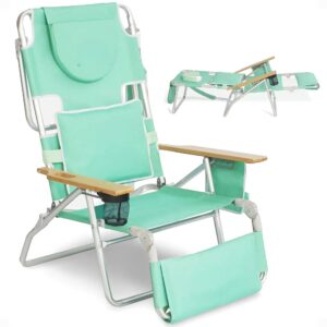 3N1 Lightweight Outdoor Lawn Beach Lounge Chair w/Footrest, Teal