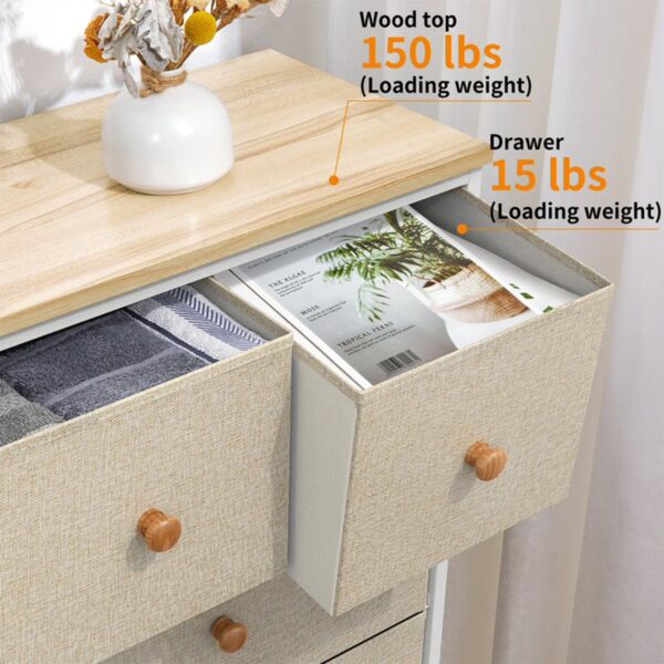 8 Drawer Steel Frame Bedroom Storage Organizer Chest Dresser, Taupe - Image 4