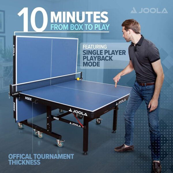 JOOLA Inside Professional MDF Indoor Ping Pong Table with Quick Clamp Table Tennis Net and Post Set - 10 Minute Easy Assembly - Tournament Quality - Foldable with Single Player Playback Mode - Image 84
