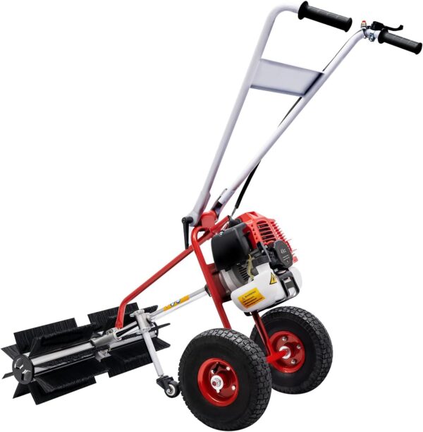 43cc 1.7HP Gas Powered Broom, 2 Stroke Power Sweeper Handheld Gasoline Power Broom Sweeping Machine for Garden Lawn Yard Sidewalk Driveway Turf Grass Cleaning, 600mm Nylon Brush Sweeping broom