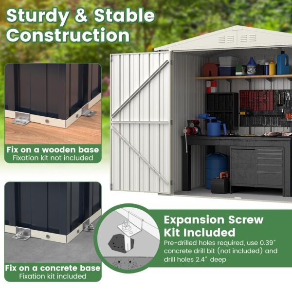 Metal Outdoor Storage Shed, Snap-on Structures for Efficient Assembly, All-Weather Color Steel Utility Storage House - Image 7