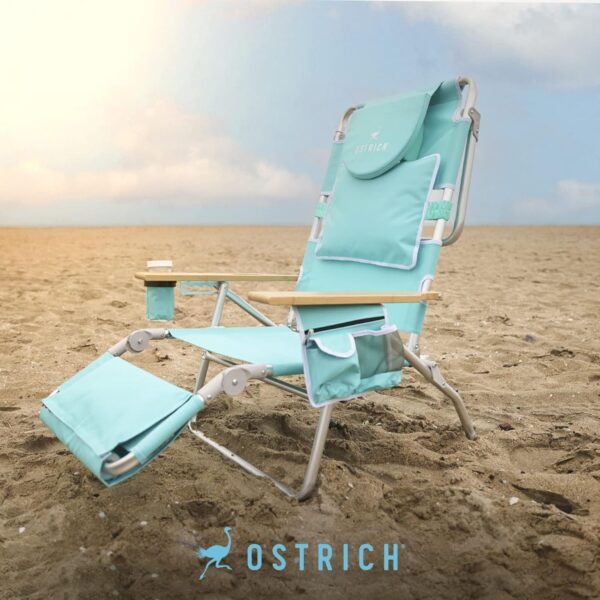 Ostrich Deluxe 3N1 Lightweight Outdoor Lawn Beach Lounge Chair w/Footrest, Aqua - Image 17