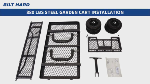880 lbs 10" Flat Free Tires Steel Garden Cart with 180° Rotating Handle and Removable Sides, Heavy Duty 4 Cu.Ft Capacity Utility Garden Carts and Wagons - Image 6