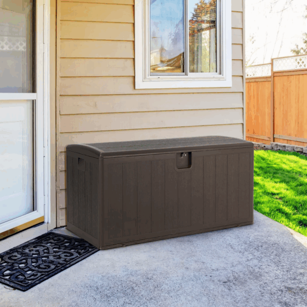 105 Gallon Deck Box, Extra Large Resin Storage Box with Lockable Lid for Cushions & Patio Furniture - Image 5