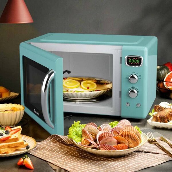 0.9Cu.ft Retro Countertop Microwave Oven, 900W with Defrost & Auto Cooking Function, Glass Turntable - Image 2