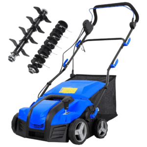 15 Amp Electric Dethatcher & Scarifier: 16" Width, 14.5-Gallon Bag, 2-in-1 Walk-Behind Lawn Tool