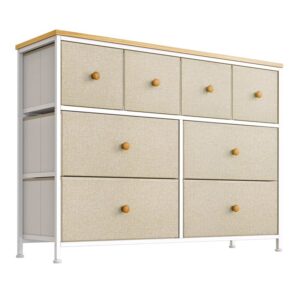 8 Drawer Steel Frame Bedroom Storage Organizer Chest Dresser, Taupe